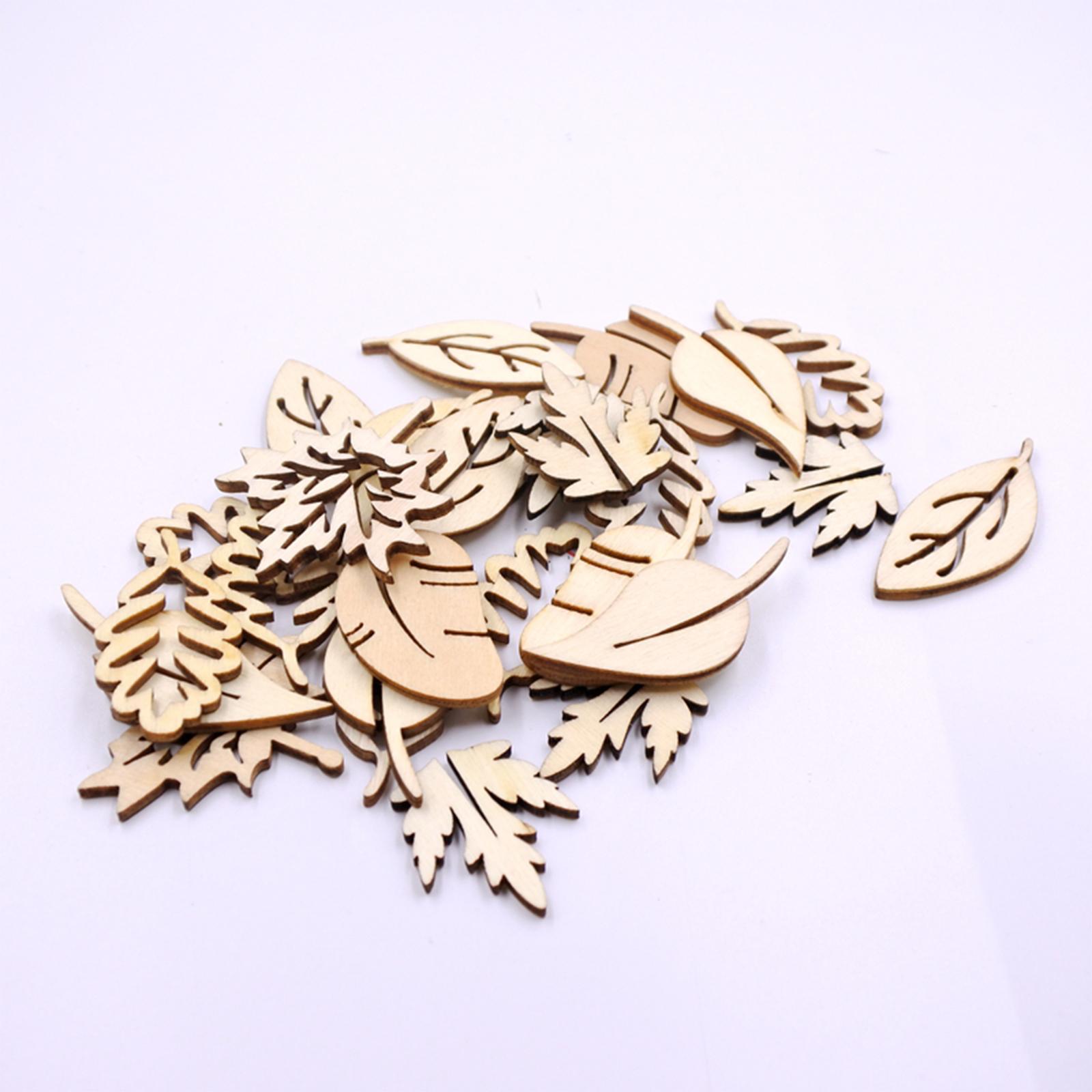 50 Pieces Unfinished   Slices Wooden Home Wedding Ornaments Discs