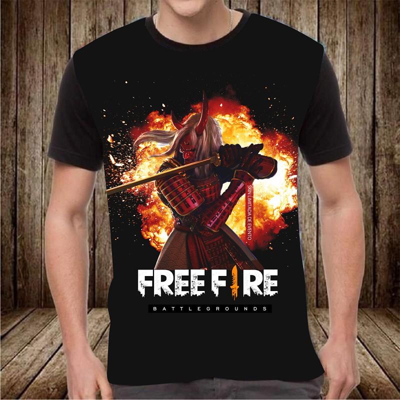 Combo áo thun đen Free Fire in hình Quỷ Kiếm tặng 1 nón Free Fire cực đẹp