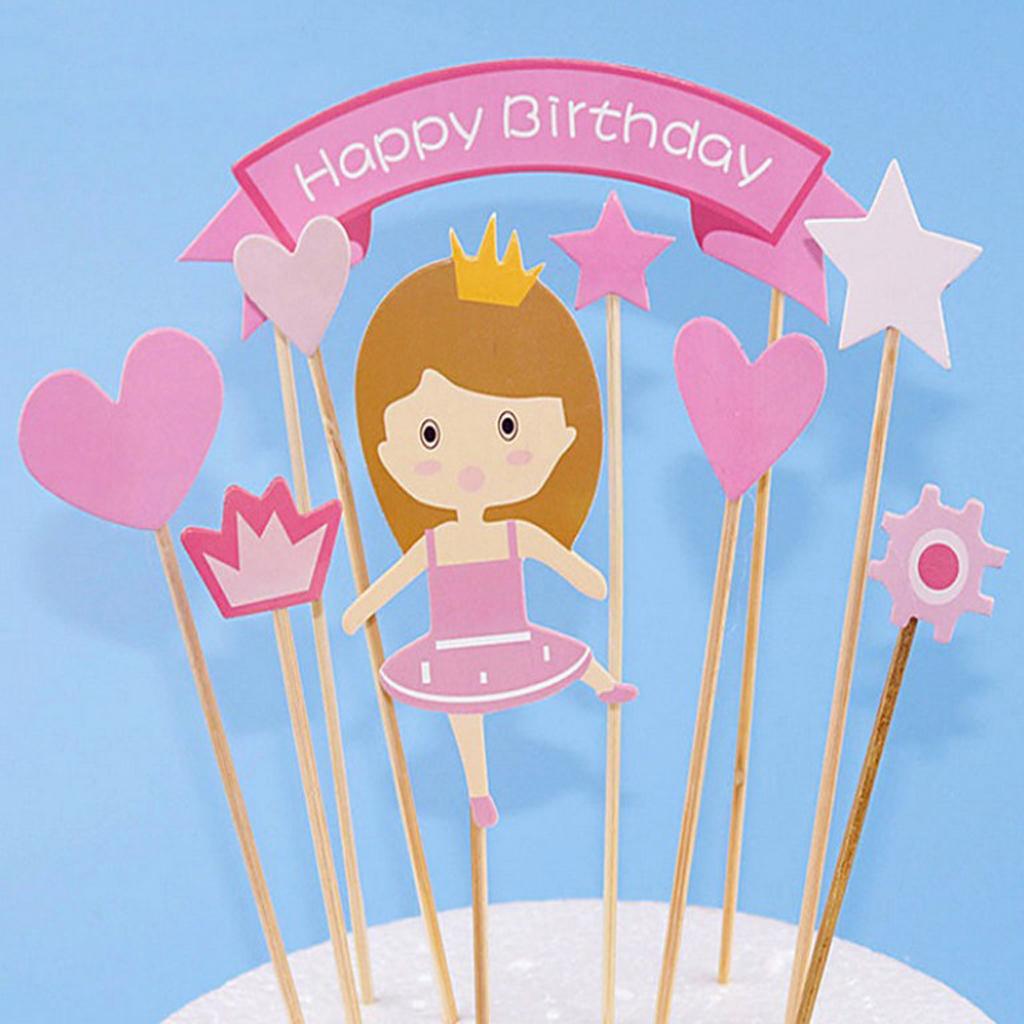 6 Bag Happy Birthday Cupcake Picks Cake Toppers for Girl Kids Birthday Party