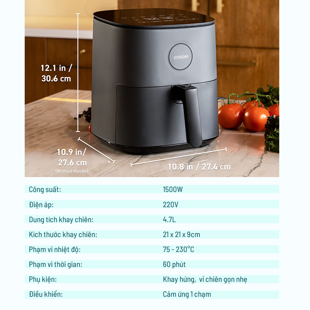 Nồi chiên không dầu Cosori (Air fryer) CAF- L501 (4,7 Lít) - Hàng chính hãng