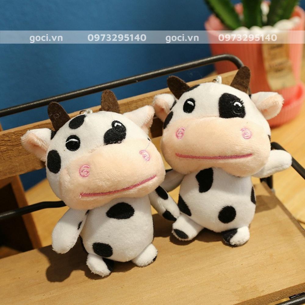 Móc khóa gấu bông bò sữa nhồi bông móc treo chìa khóa xe máy balo túi xách cute dễ thương