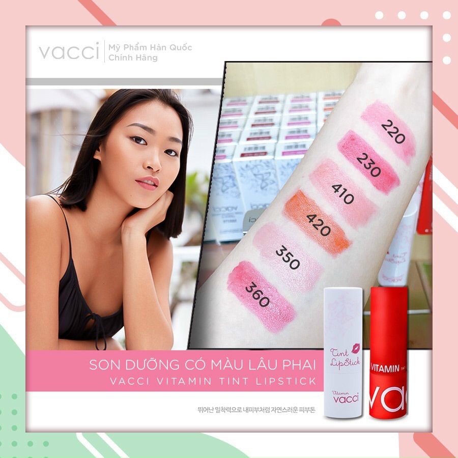 Son dưỡng có màu lâu phai cao cấp Vacci Vitamin Tint Lipstick