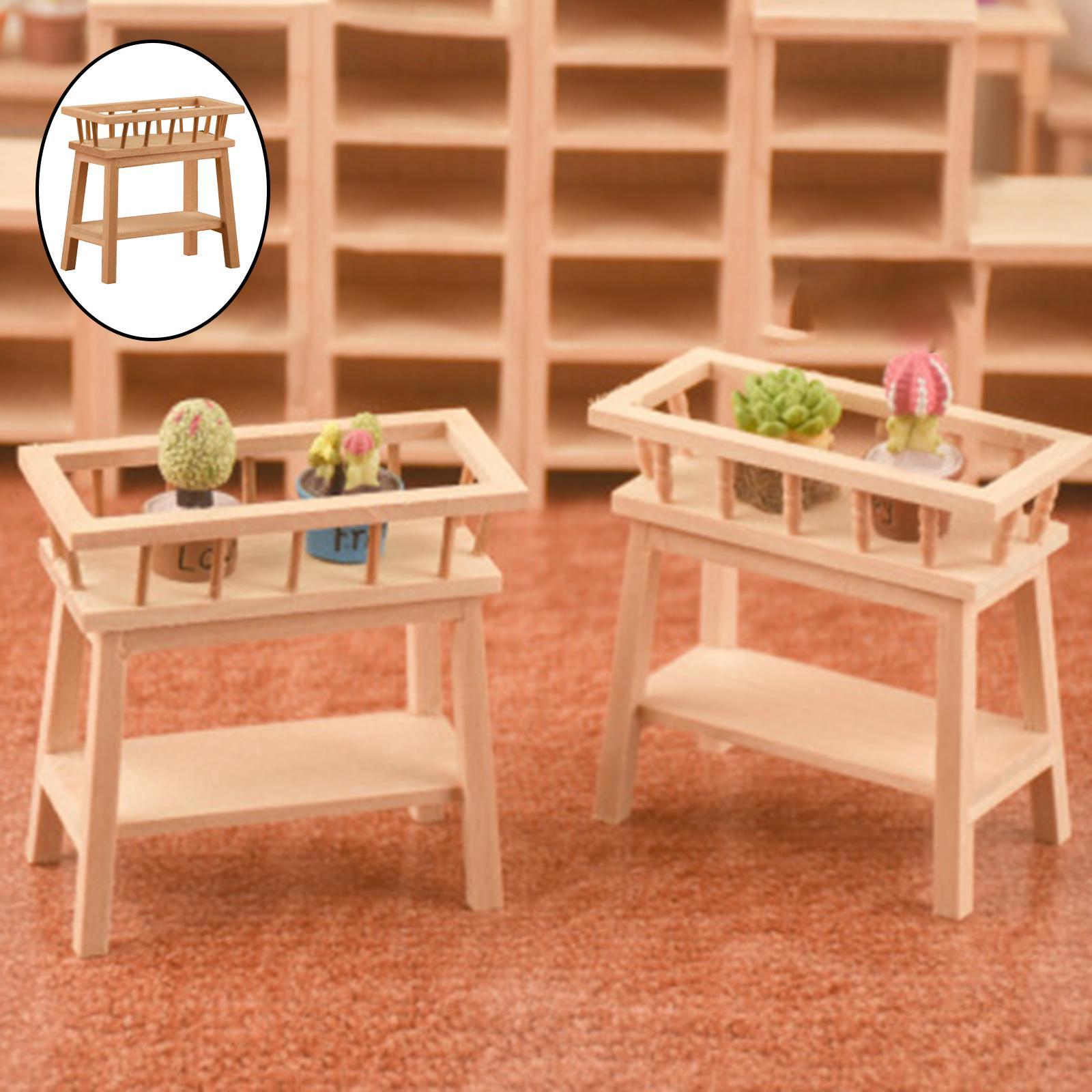Wooden 1:12 Dollhouse Furniture Flower Stand Model Dining Decor