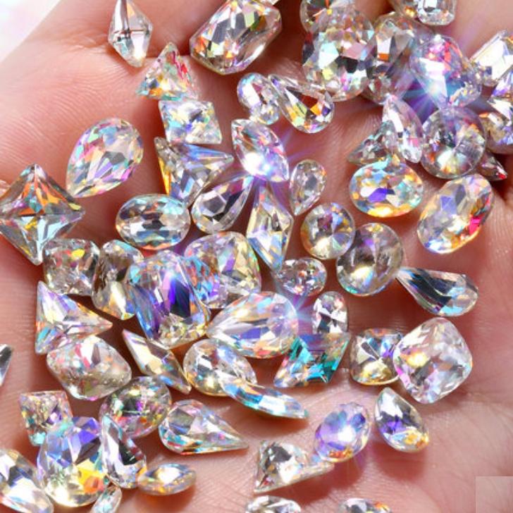 Hủ 10 Viên Đá Khối Hồng Ngũ Sắc Ánh Vàng Gold