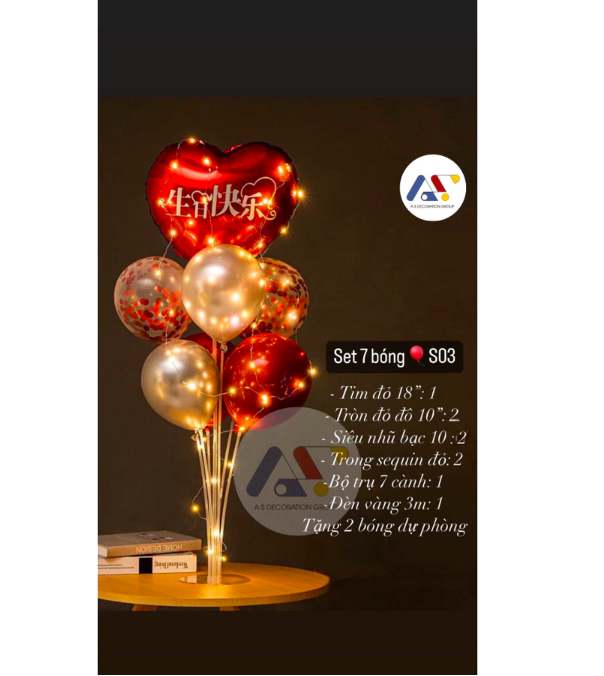 Set Trụ đèn Bong Bóng Trang Trí Siêu Bắt Mắt