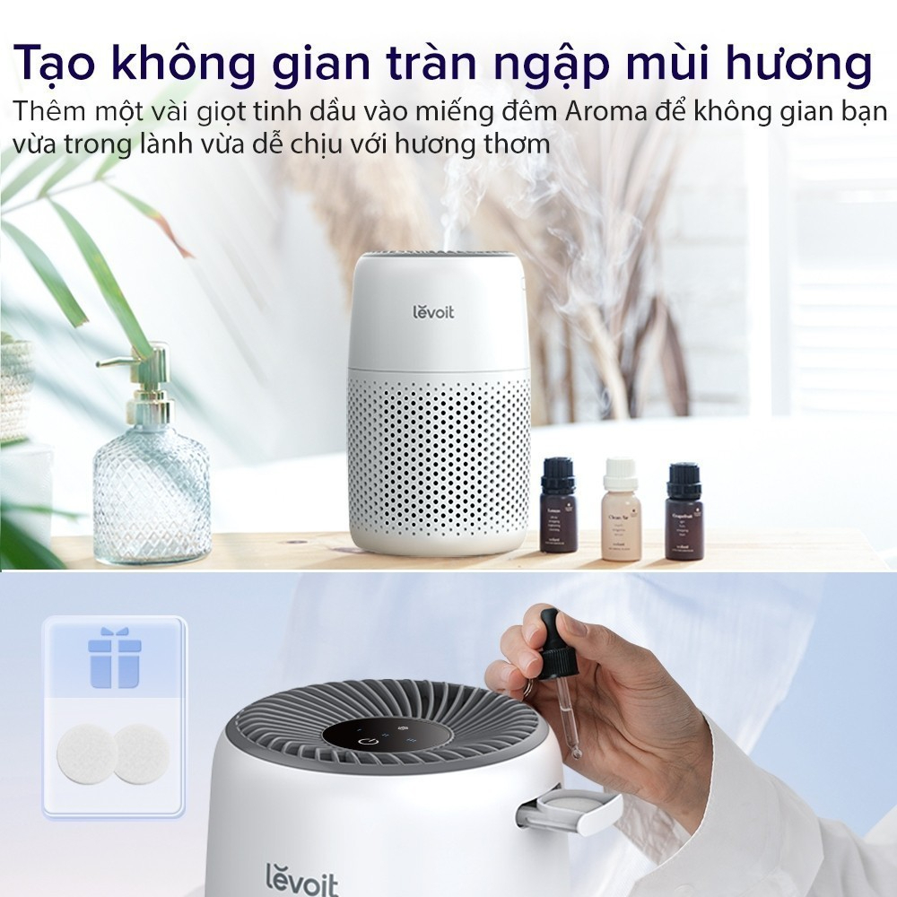 Máy lọc không khí Levoit Core Mini - Diện tích 17m2, Dùng được tinh dầu, Công nghệ Air Turbo - Hàng Chính Hãng