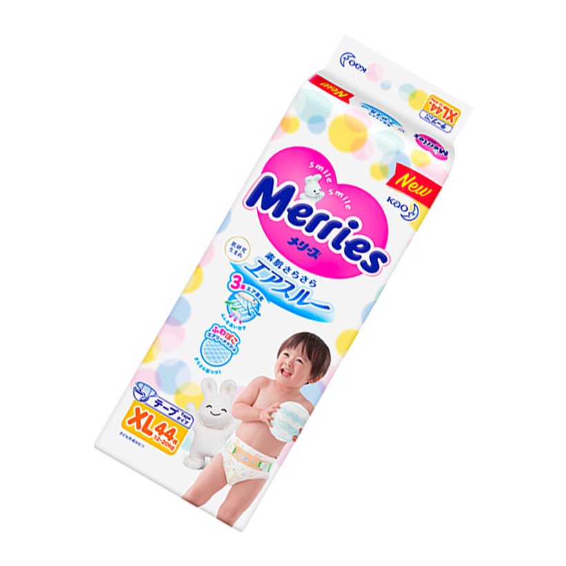 Combo 2 Tã/bỉm dán Merries size XL - 44 miếng (Cho bé 12 - 20 kg)