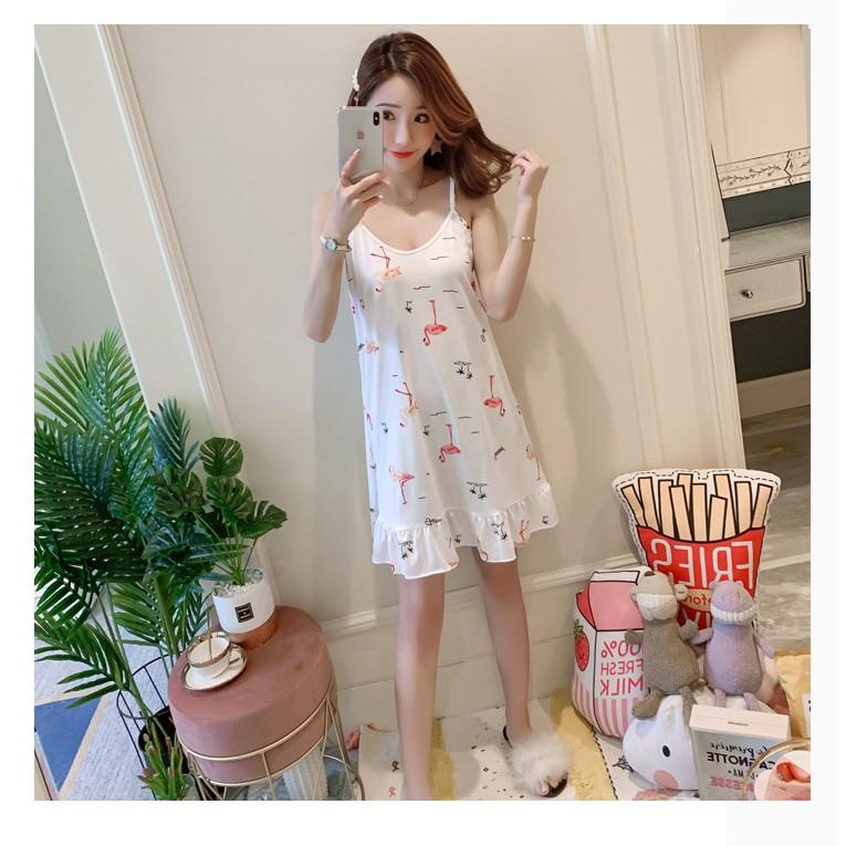 Váy ngủ, váy thun 2 dây, váy mặc nhà hình dứa vải mềm mịn vn27