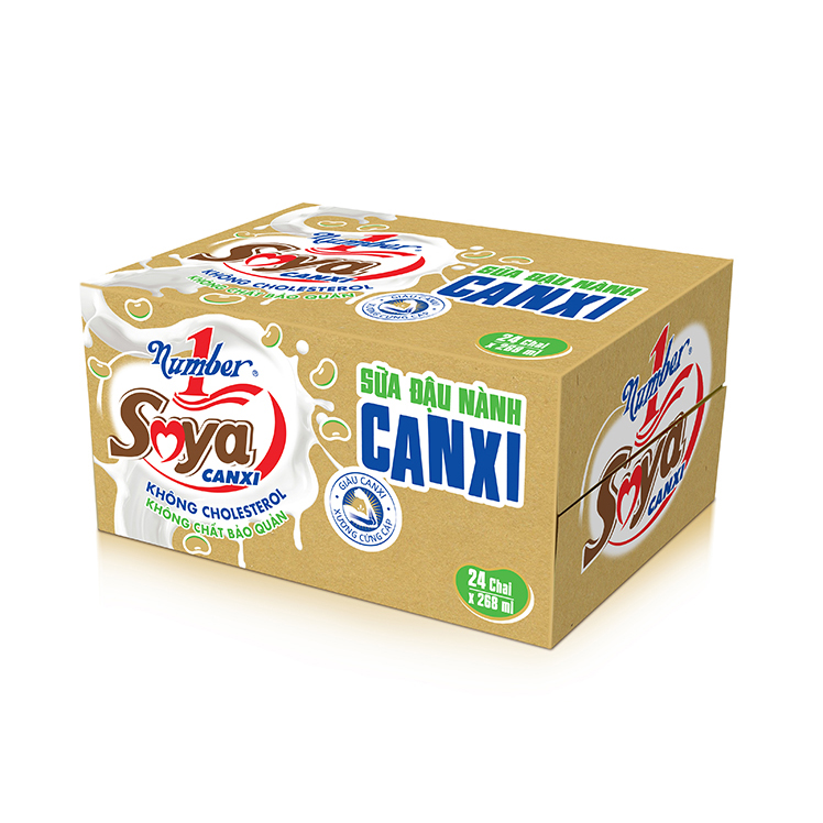 Thùng 24 chai Sữa đậu nành Number 1 Soya Canxi chai PET 268 ml