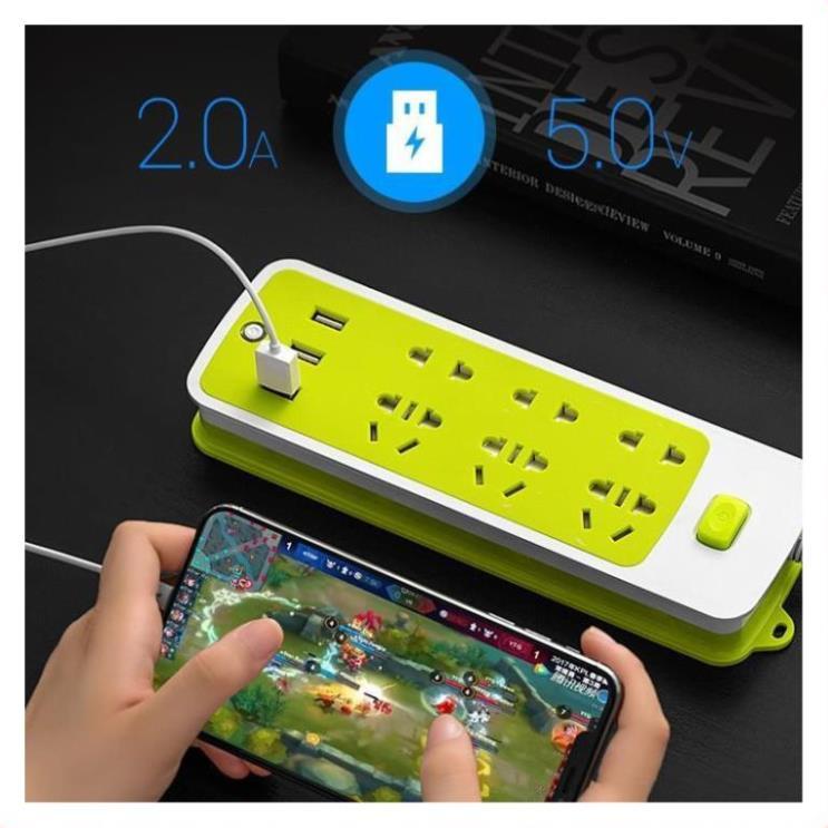 Ổ Cắm Điện Đa Năng, Chống Giật 6 Lỗ, 3 Cổng USB, Đa Năng Tiện Dụng