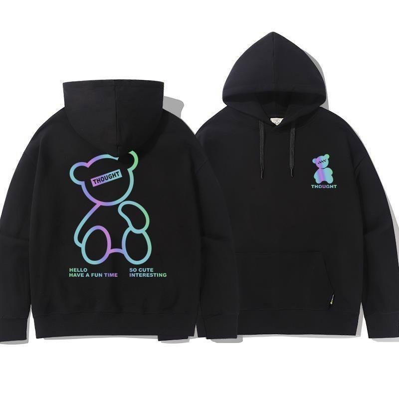 Áo Hoodie Nỉ Nam Nữ From Rộng Unisex In Dạ Quang Phát Sáng Hình Gấu Cực Hot Chất Nỉ Ngoại Dày Dặn