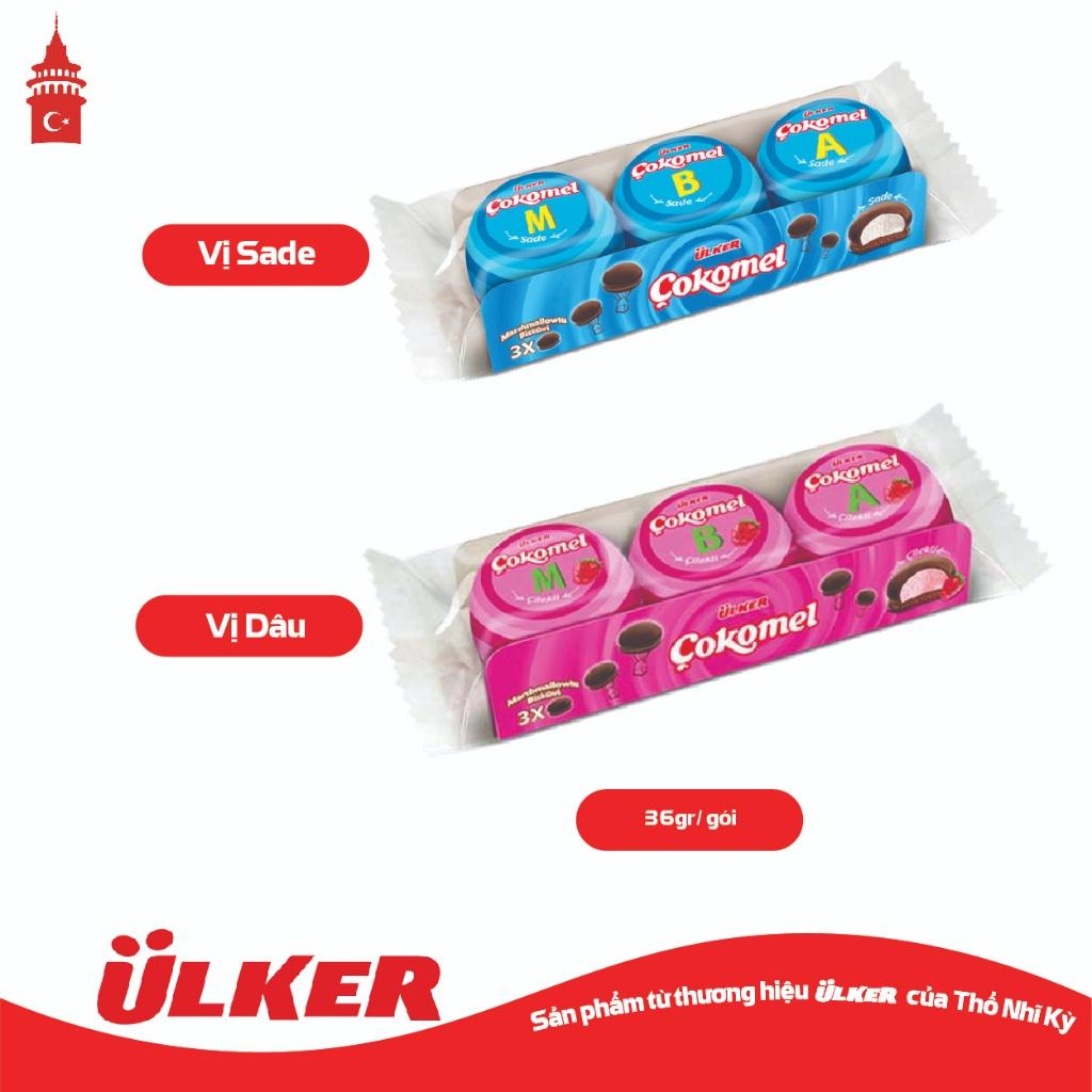 Bánh quy bọc sô cô la ULKER COKOMEL nhân Marshmallow vị Nguyên bản/ Dâu 36g