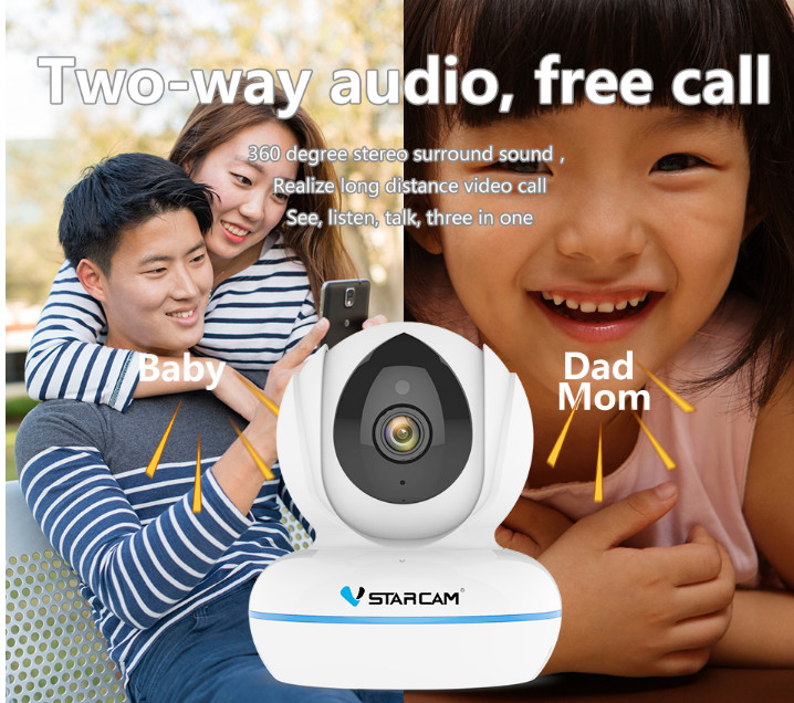 Combo Camera ip wifi không dây C22Q 2K 4MB H.265 Vstarcam , Kèm thẻ nhớ 64GB A1 Lexar - Hàng chính hãng