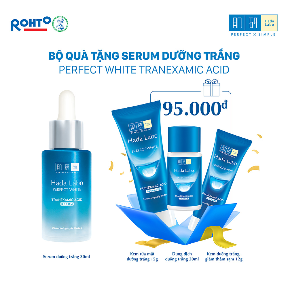 Hộp quà Serum dưỡng trắng da tối ưu Hada Labo Perfect White Tranexamic Acid Serum 30ml