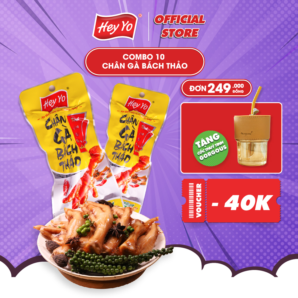 Combo 10 Chân Gà cay Bách Thảo 40g, chân gà ủ vị hàng Việt Nam thơm ngon chất lượng