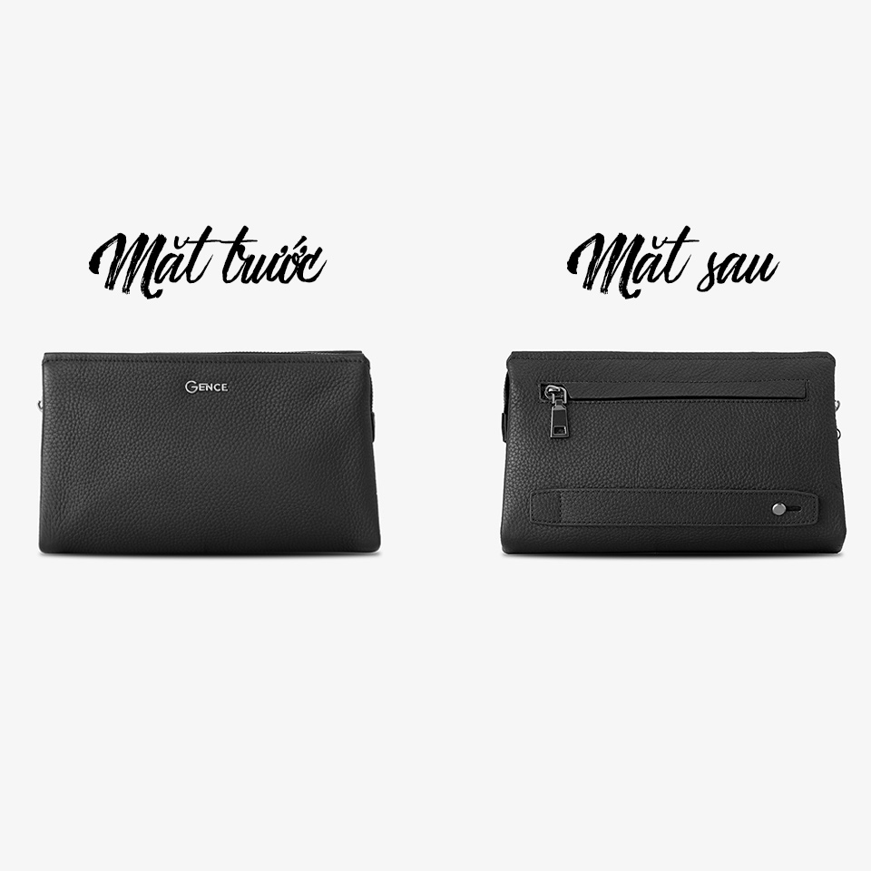 Ví Cầm Tay Clutch Nam Chính Hãng GENCE RB06 Da Bò Khóa Vân Tay Cao Cấp Màu Đen