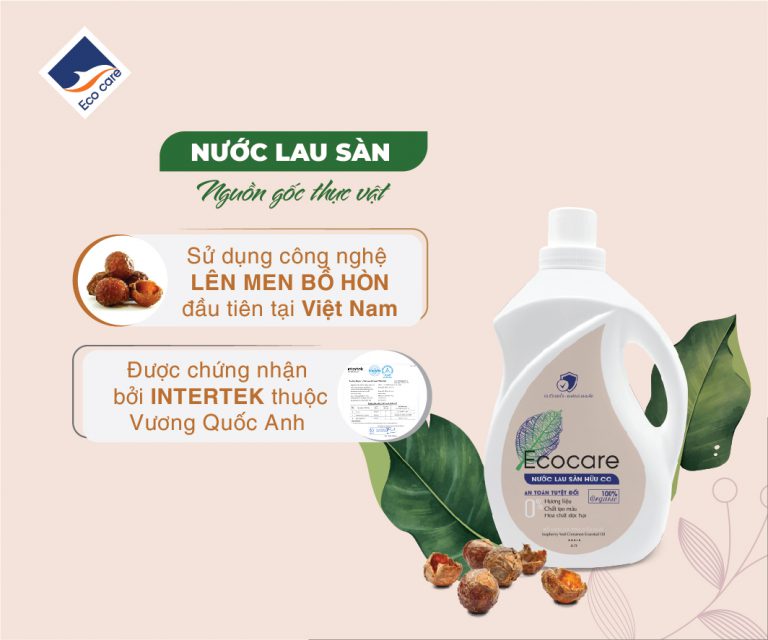 Nước Lau Sàn Hữu Cơ Bồ Hòn Ecocare - 100% thực vật, tinh dầu khử mùi, đuổi muỗi, chống trượt, kháng khuẩn - Chai 4000ml