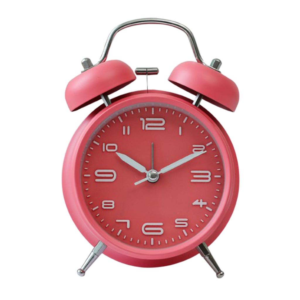 Classic Style Loud Double Bell Mechanical Alarm Clock for Kids Bedroom-Pink