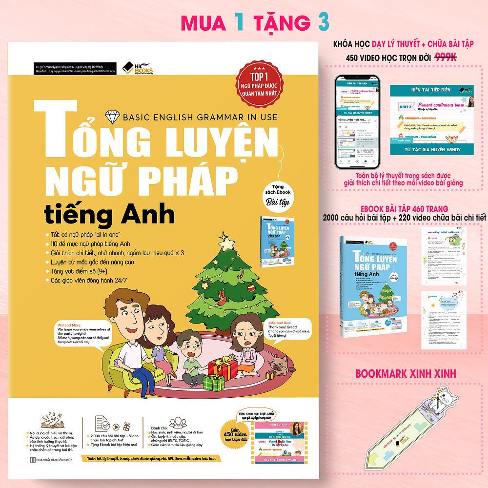 Sách - Tổng luyện ngữ pháp Tiếng Anh - Tặng kèm khóa học online + Ebook bài tập - Bản màu - HITBOOKS