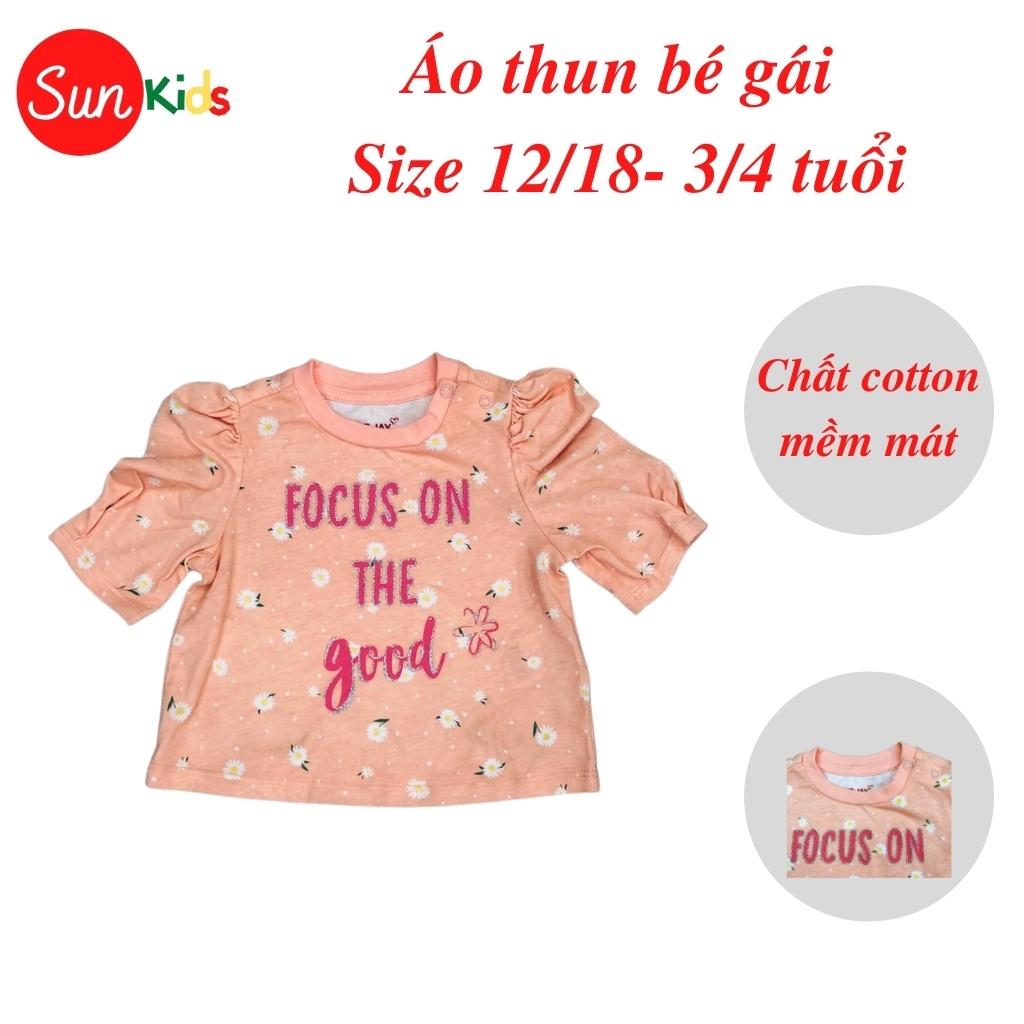 Áo thun cho bé gái, áo phông bé gái chất cotton mềm mát, size 12m - 3/4 tuổi - SUNKIDS