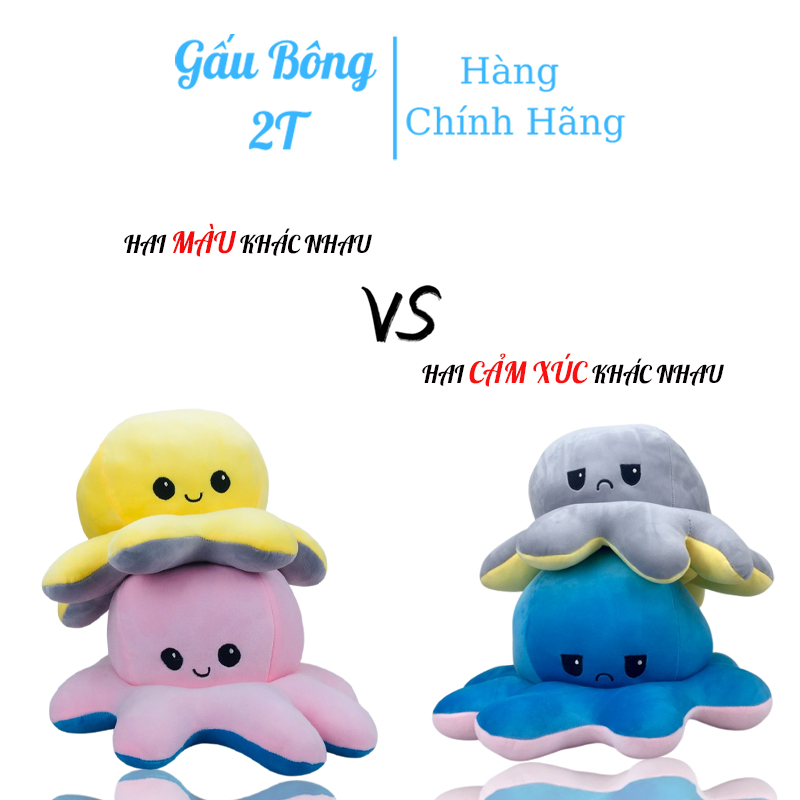 Gấu Bông 2T Bạch Tuộc Cảm Xúc 2 Mặt Siêu To Khủng Lồ Vải Nhung Mềm Mịn Bông Gòn Đầy Đặn Căng Tròn