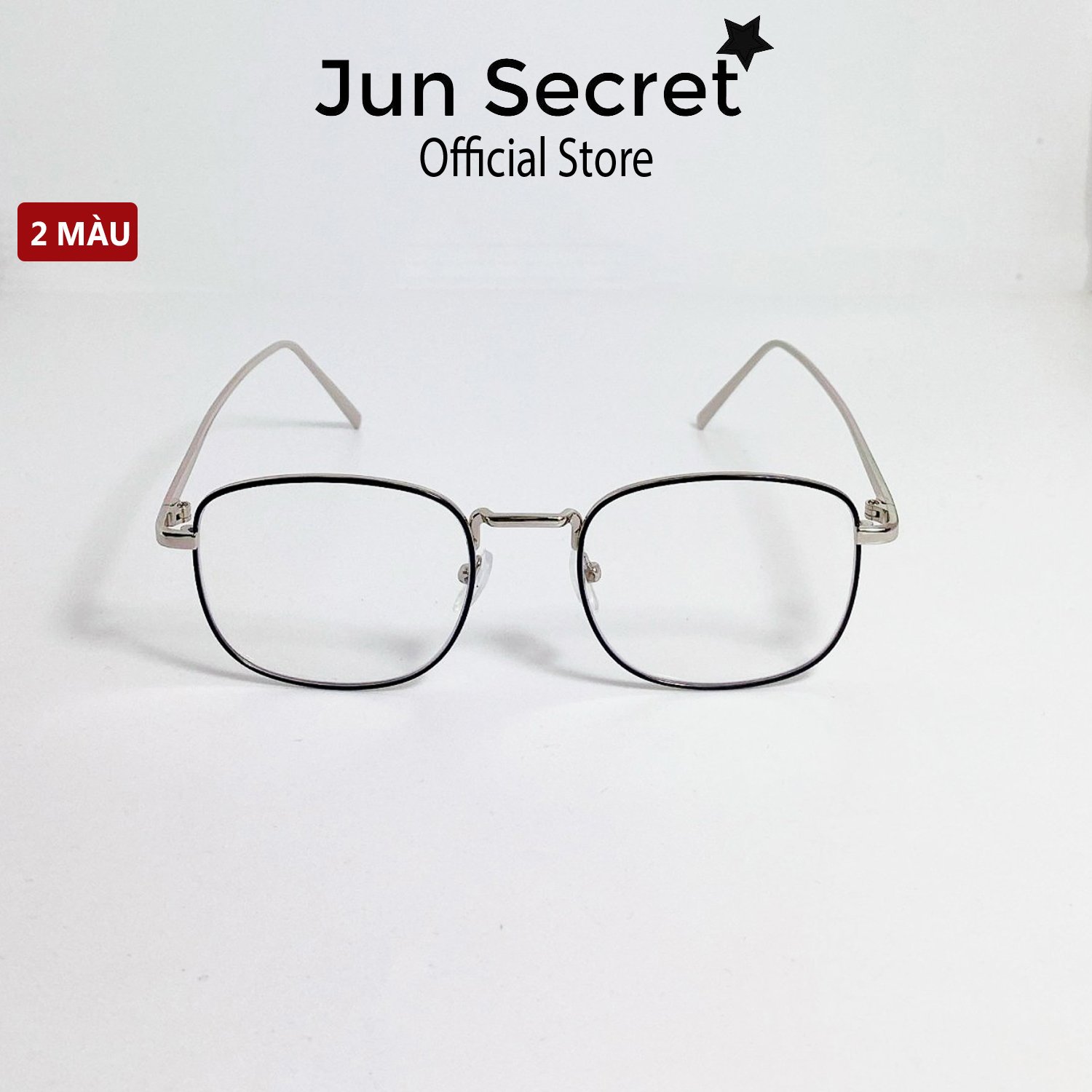 Gọng kính giả cận thời trang cao cấp dành cho cả nam và nữ Jun Secret gọng kim loại dáng tròn chống tia UV JS1705