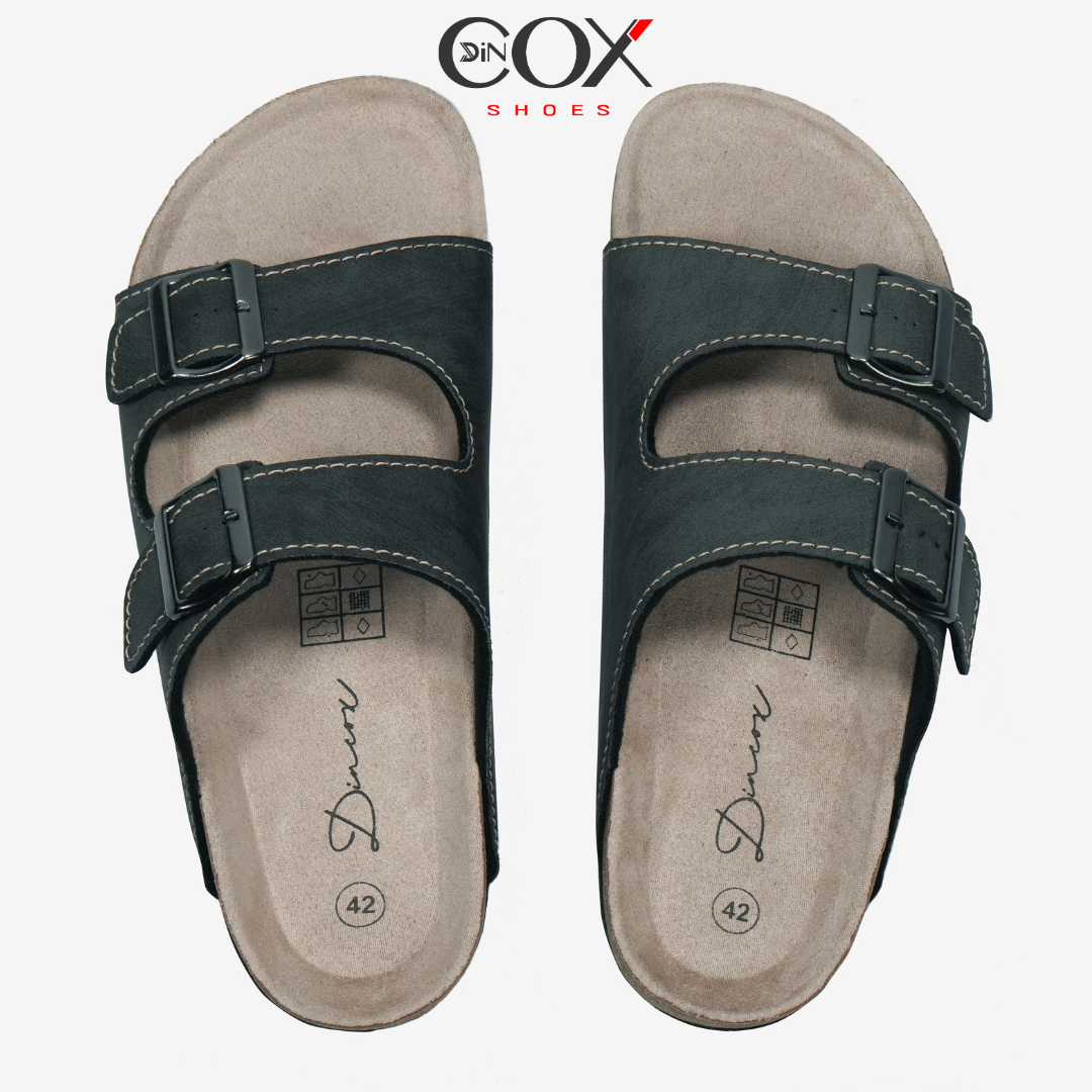 Dép Đế Trấu Nam 2 Khóa Charcoal DC01 Dincox