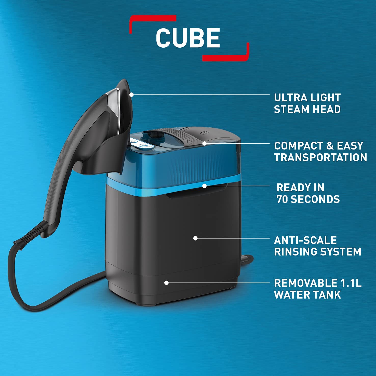 Bàn Ủi Hơi Nước TEFAL IXEO Cube Dampfgenerator UT2020, Nhập Khẩu Đức, Có Thể Di Chuyển Linh Hoạt, Dung Tích 1,1L, 3 Chế Độ Ủi, Công Suất 2170 W - Hàng Nhập Khẩu