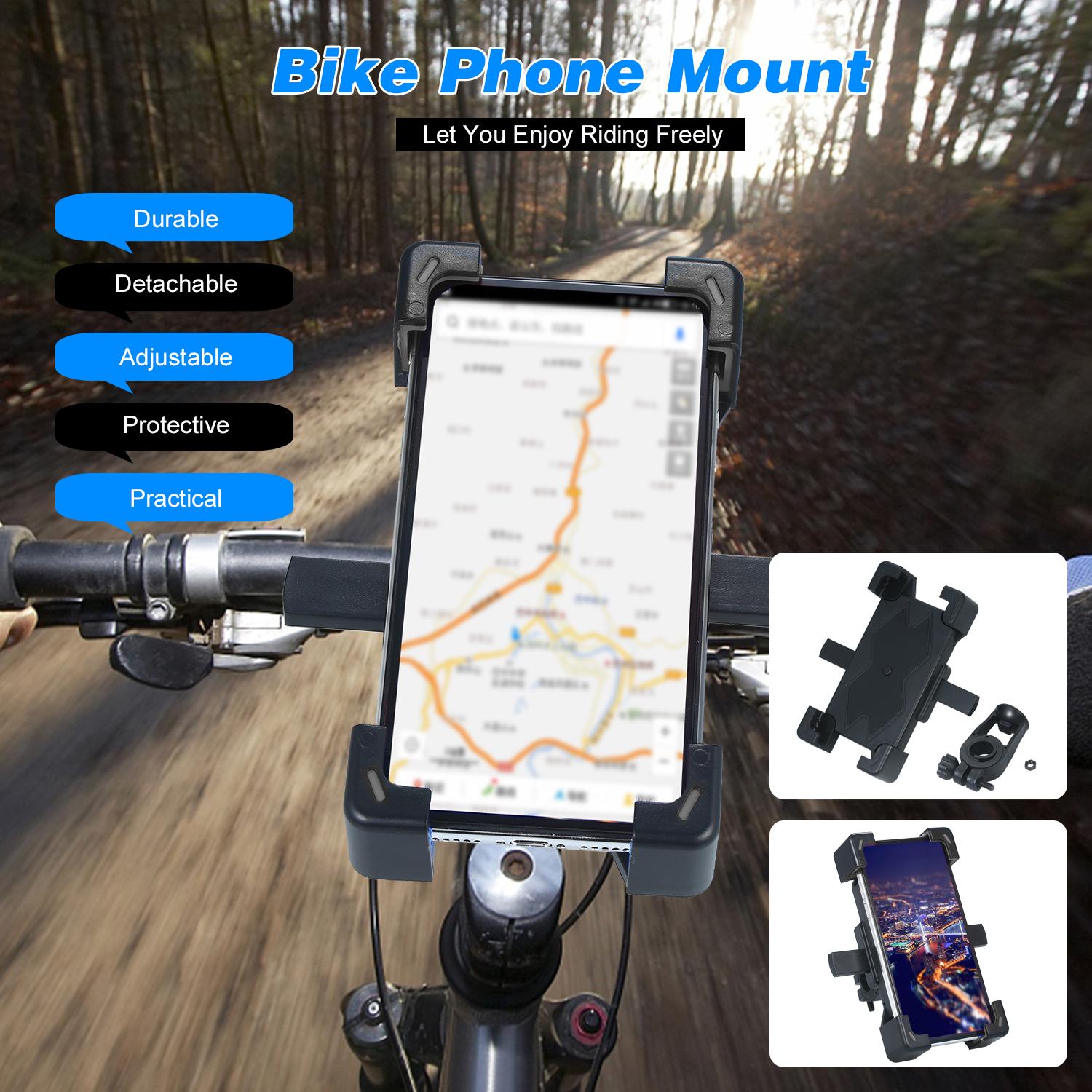 Bike Phone Mount Detachable Adjustable Bicycle Phone Holder Full Protection 360 Degrees Rotation for Motorcycle