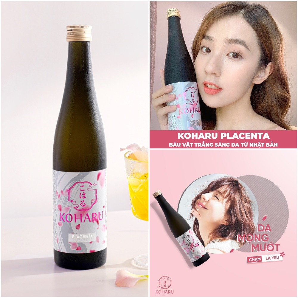 KOHARU PLACENTA Dạng Nước 500ml Hàm Lượng 319.000mg Placenta và 9000mg Collagen, Nước Uống Đẹp Da Đến Từ Nhật Bản