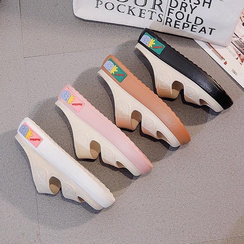 Dép lê nhựa mềm màu kem đế các màu dễ thương - 3P