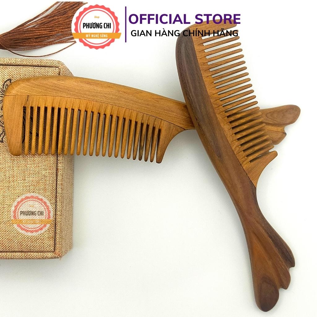 Lược gỗ thơm gép răng chuôi đuôi cá dài 16cm, lược chải tóc gỡ rối massage đầu | Mỹ Nghệ Phương Chi