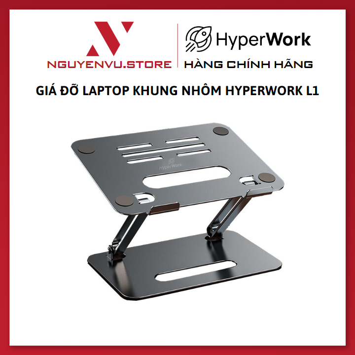 Giá đỡ Laptop khung nhôm HyperWork L1 - Hàng Chính Hãng