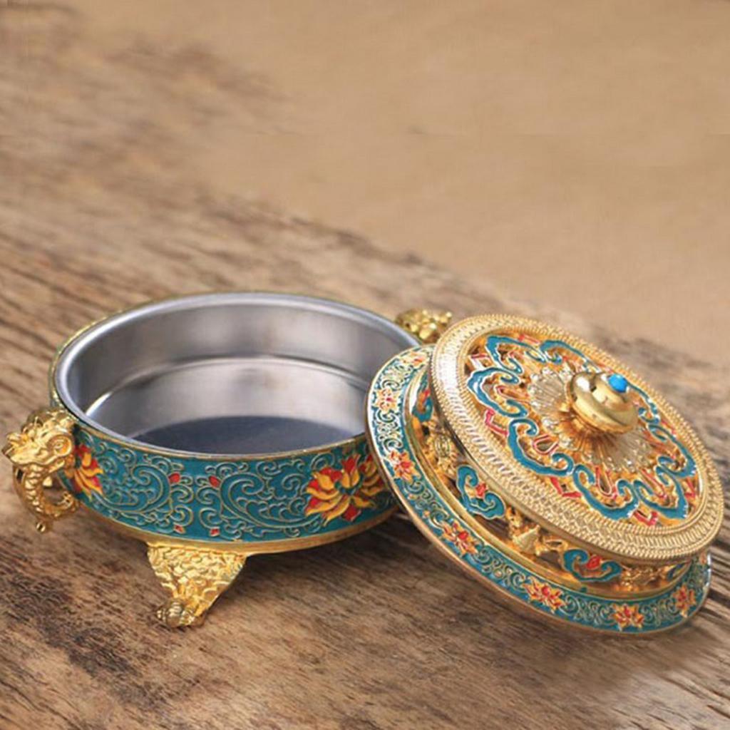 2pcs Tibetan Bronze Incense Burner Holder Art Censer Home Decor Ornaments