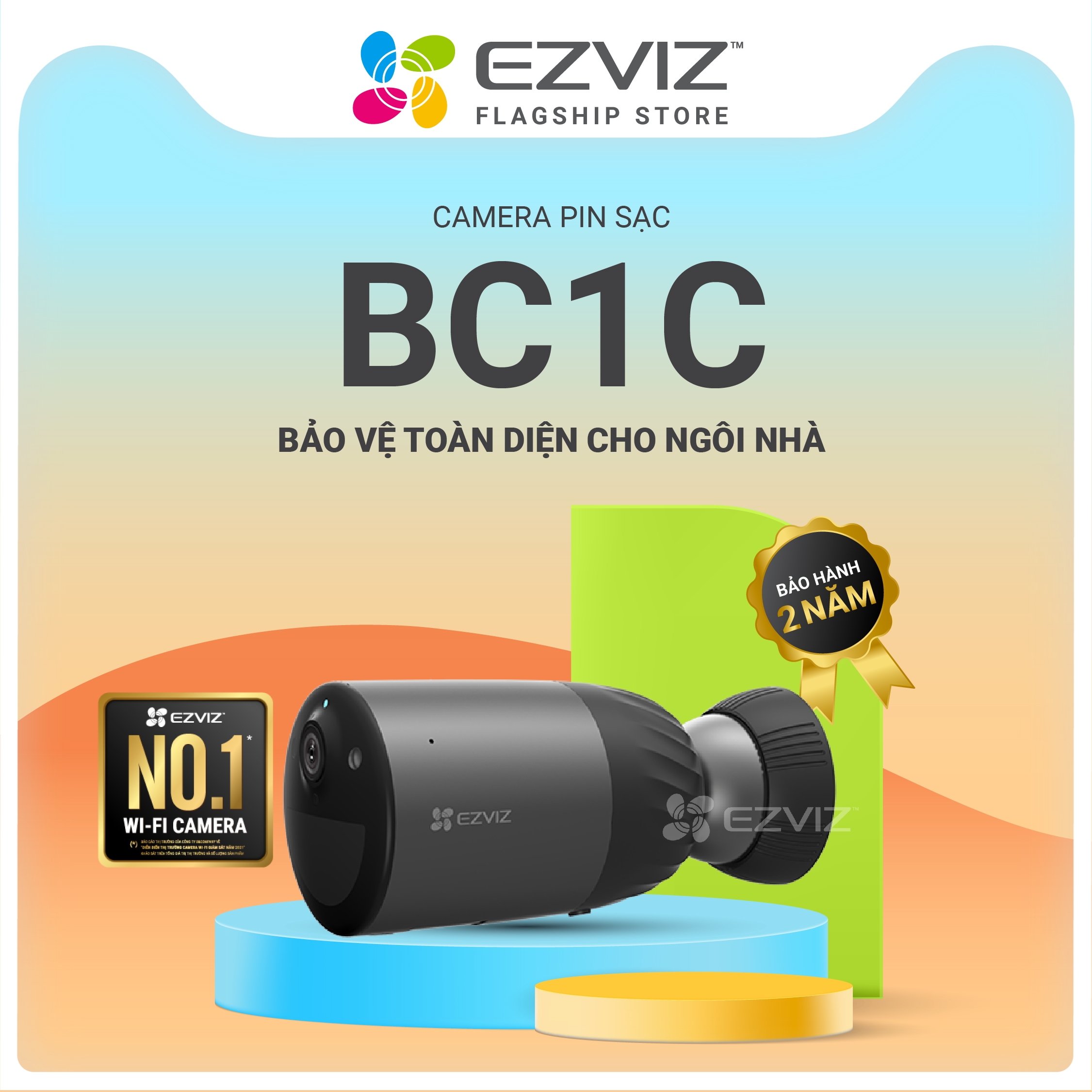 Tăng Pin NLMT-Camera Wi-Fi EZVIZ BC1C Pin Sạc 7800mAh, Bộ Nhớ Trong 32GB, Ngoài Trời-Hàng Chính Hãng