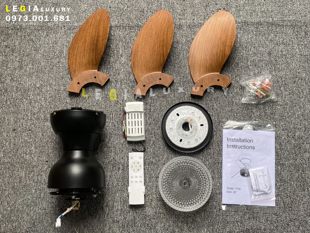 Quạt Trần Mini LÊ GIA LGFAN741 | Quạt trần mini gắn đèn động cơ hiện đại  | Đèn quạt trần cho phòng khách phòng ngủ { Hàng Chính Hãng }