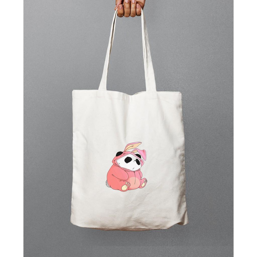 Túi Vải Tote Đeo Vai Đi Học Đi Làm Đi Chơi Hình GẤU PANDA SIÊU DỄ THƯƠNG - Túi Canvas Du Lịch Thời Trang mã TA053