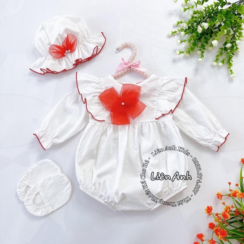 Bodysuit Nơ Handmade Bé Gái 3 Đến 12kg Chất Thô Nhật