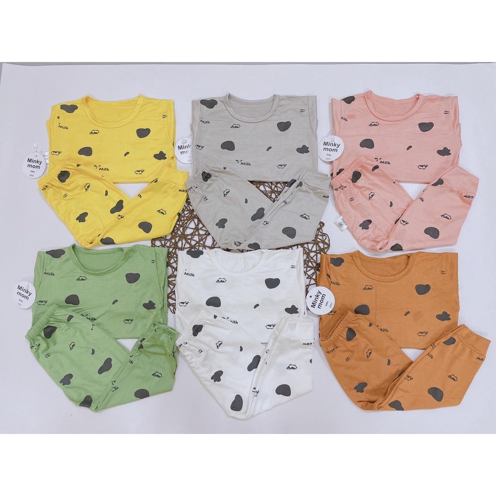 Bộ Dài Tay THUN LẠNH Màu Trơn Họa Tiết Bò Sữa Cho Bé TD-TR012