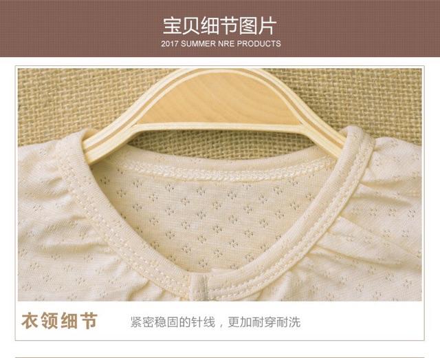 Áo liền quần bé gái 100% cotton hữu cơ tự nhiên không tẩy nhuộm hóa chất