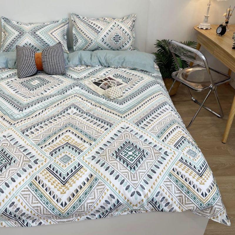 Bộ chăn ga gối cotton poly Thổ Cẩm