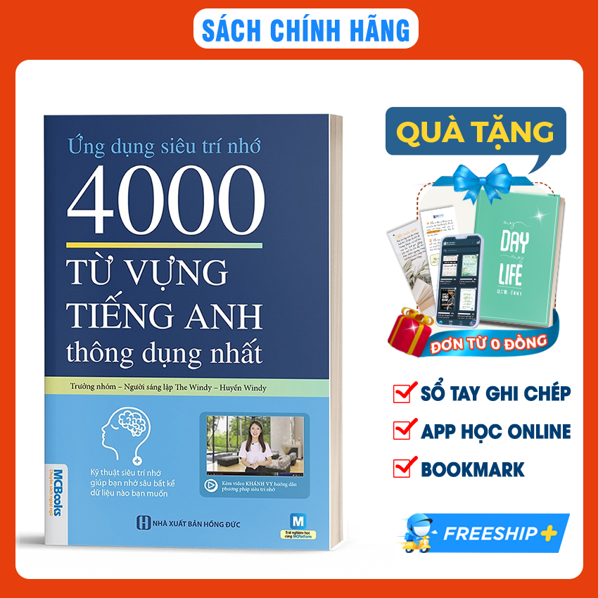 Sách Ứng Dụng Siêu Trí Nhớ 4000 Từ Vựng Tiếng Anh Thông Dụng Nhất Dành Cho Người Học Cơ Bản - Học Kèm App Online