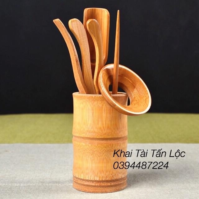 Dụng cụ pha trà , phụ kiện bàn trà 6 món bằng tre