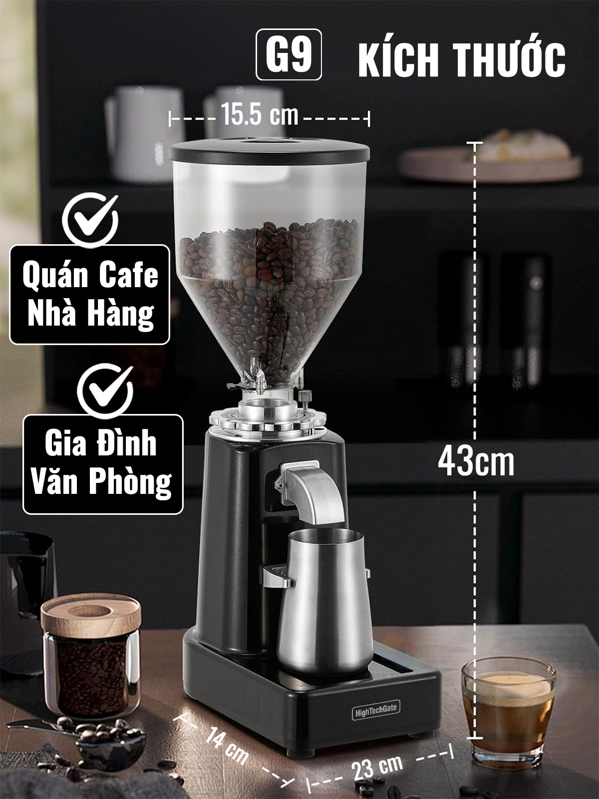 Máy Xay Cà Phê G69 Xay Hạt Cafe Pha Espresso,51 Cấp Độ Xay Mịn, Tự Động Auto, Hàng Chính Hãng