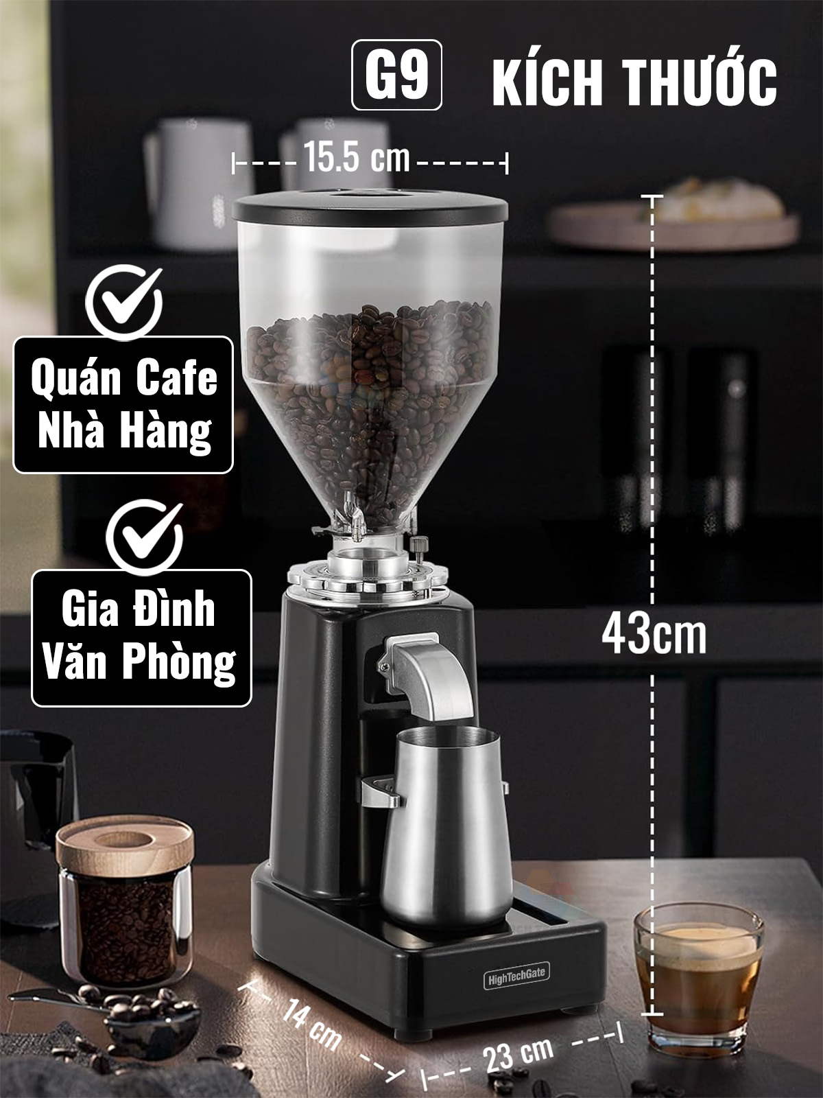 Máy Xay Cà Phê G9 Xay Hạt Cafe Pha Espresso, 19 Cấp Độ Xay Thô Đến Mịn, Lưỡi Phẳng Cho Gia Đình và Quán Cà Phê, Nhà Hàng, Hàng Chính Hãng