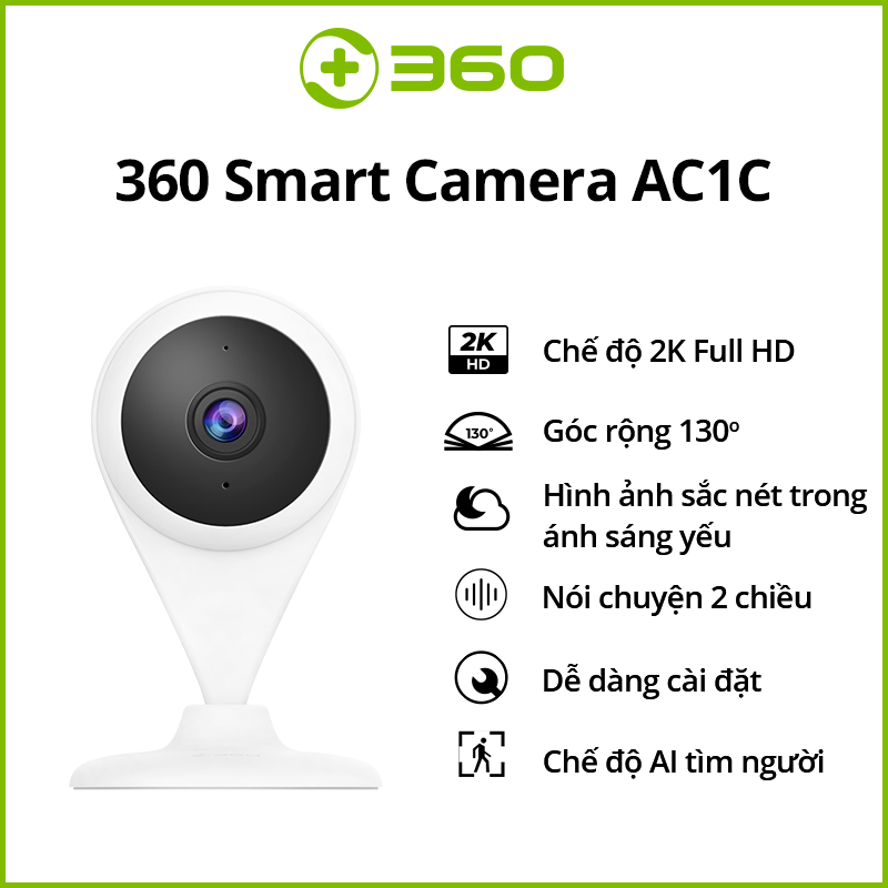 Camera thông minh 360 AC1C Phân giải 2K Giám Sát An Ninh - Hàng Chính Hãng