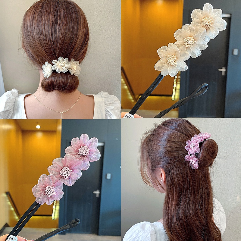 Dụng Cụ Hỗ Trợ Búi Tóc Hình Hoa Dành Cho Nữ, thanh búi tóc hình hoa tạo hình cho tóc ( màu ngẫu nhiên )