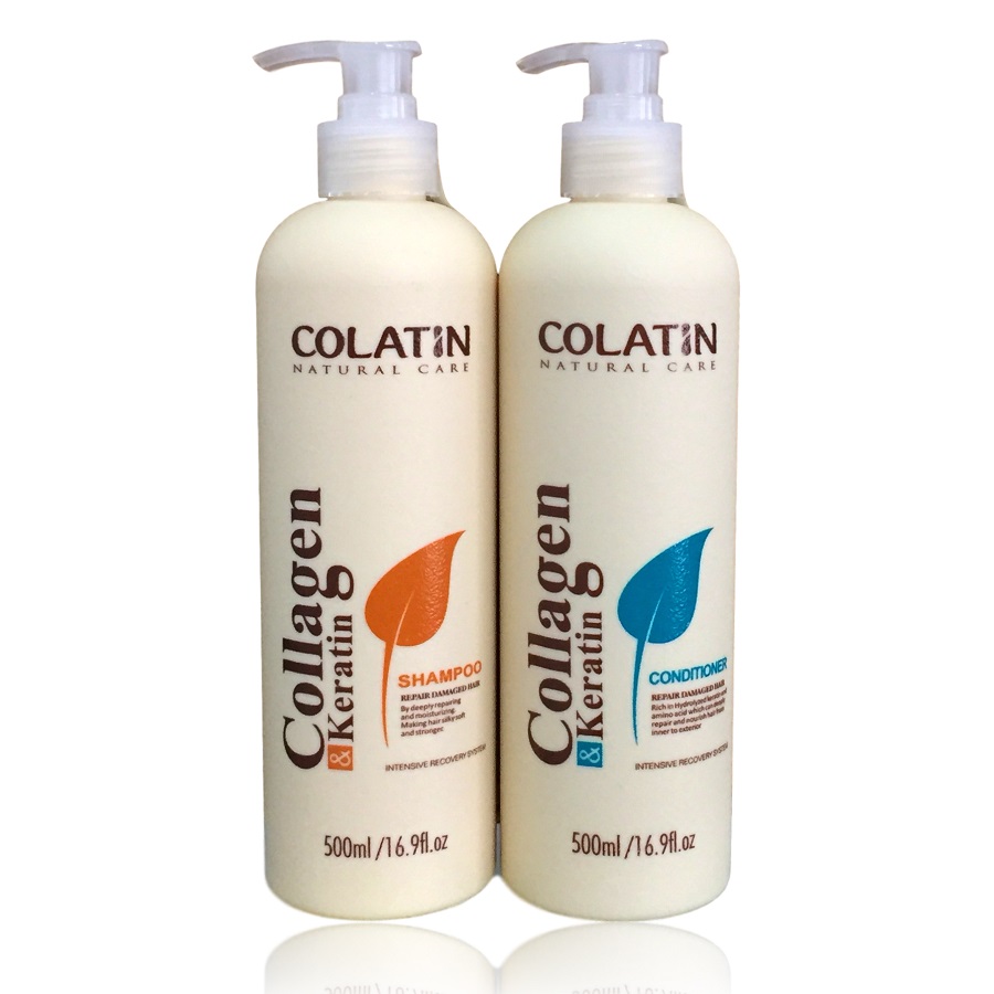 Bộ dầu gội xả dưỡng chất tơ tằm Collagen COLATIN Shampoo & Conditioner 500ml