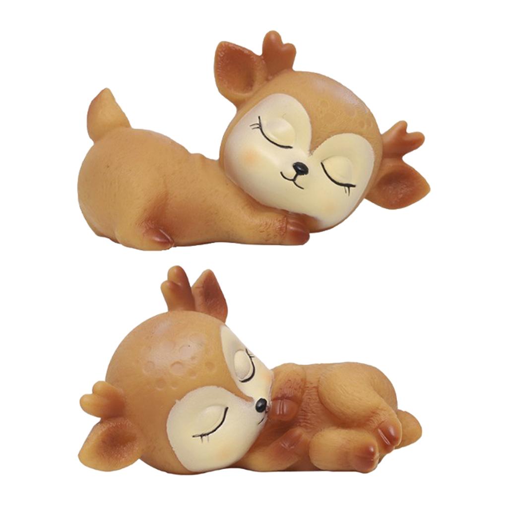 2pcs Silicone Deer Figurines Fawn Ornaments Animal Model Kids Toy Gifts
