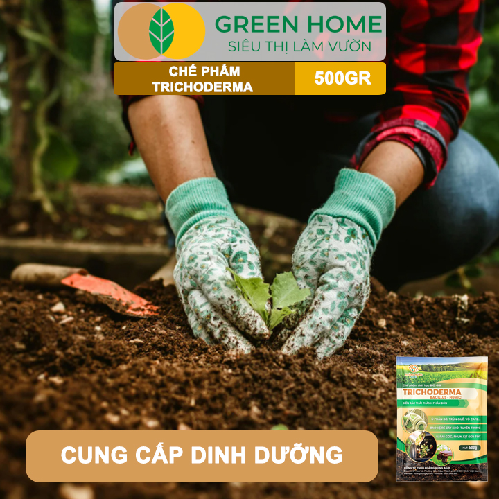 Nấm Đối Kháng Trichoderma GreenHome, Bao 500gr, Ủ Phân Hữu Cơ, Ủ Rác, Khử Mùi Hôi, Cải Tạo Đất
